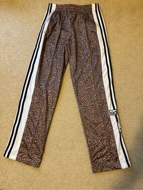 adidas White and Black Snap-Front Track Pants Panel